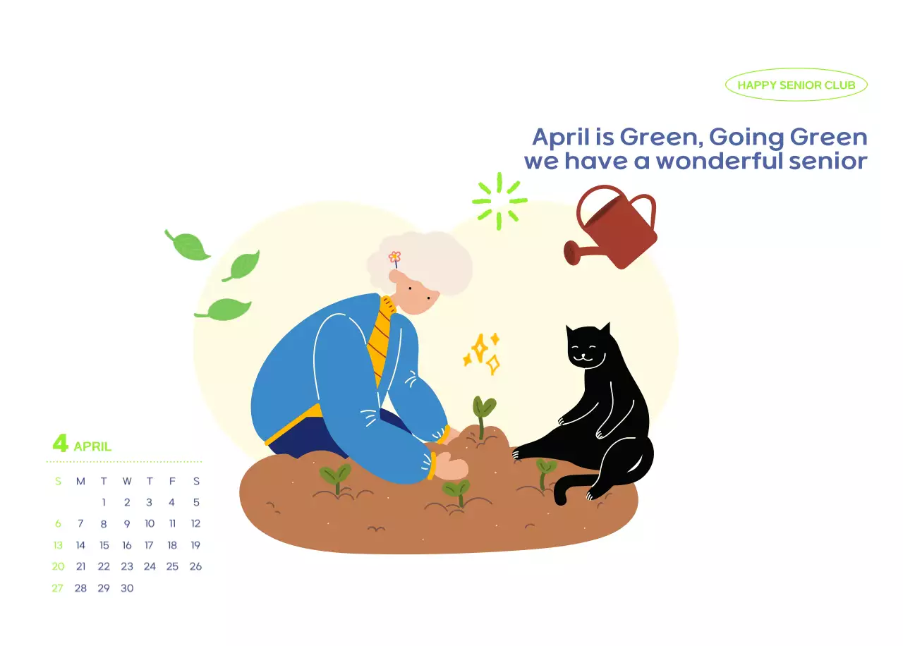 Business calendar with cute illustrations