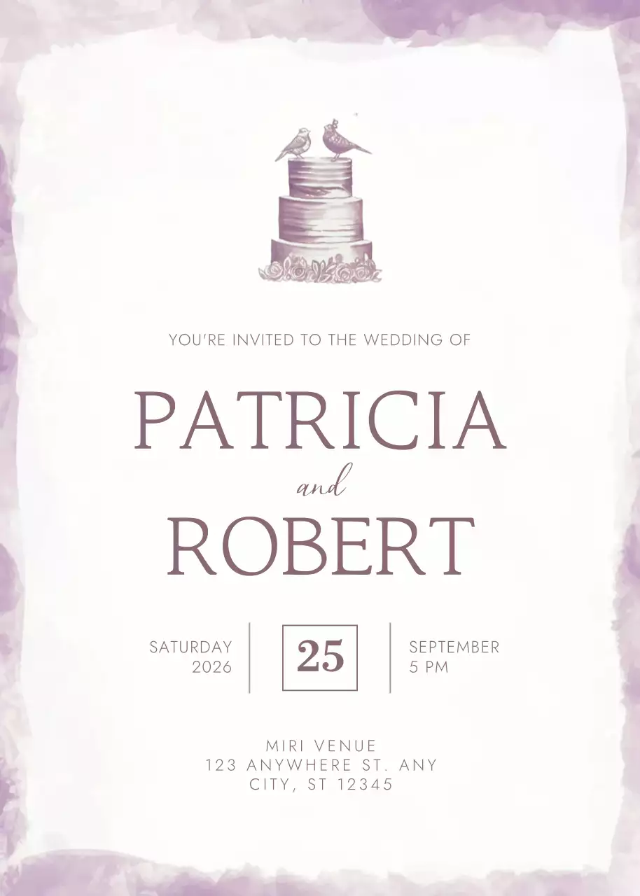 undangan pernikahan elegan berwarna ungu