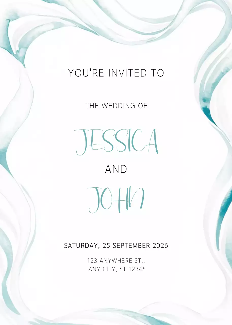 Thiệp cưới thanh lịch màu xanh ngọc