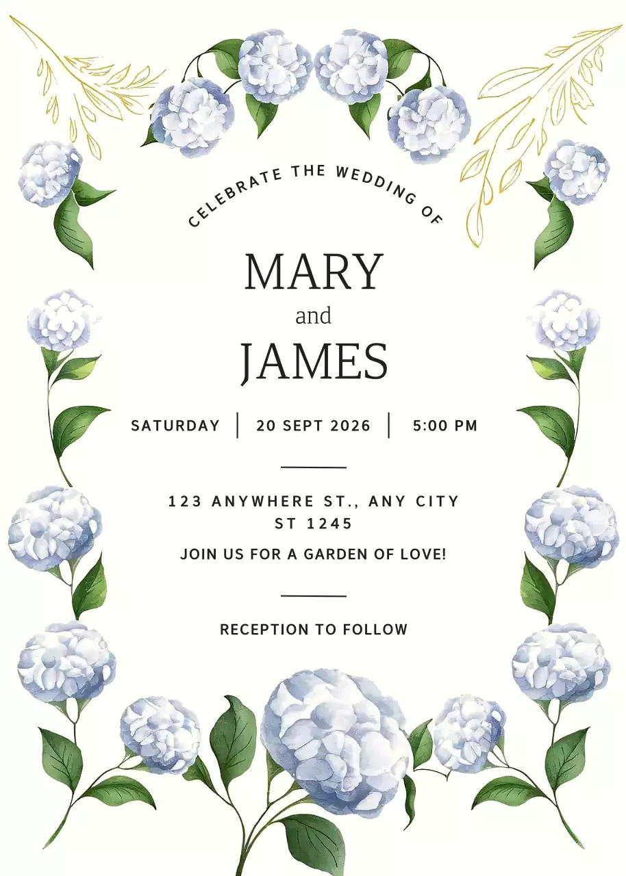 Undangan Pernikahan Bunga Warna Krem