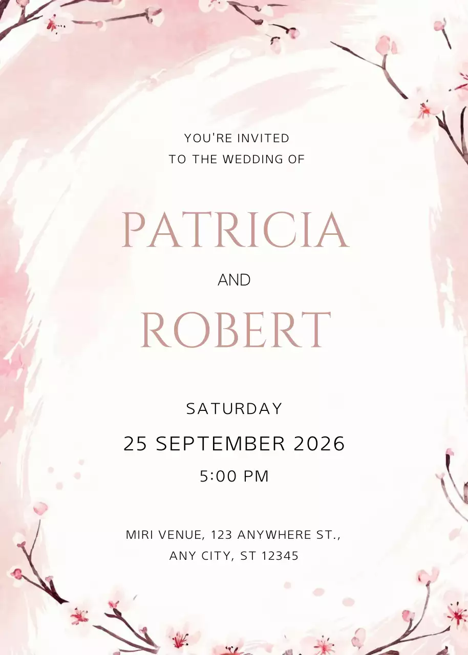 Thiệp cưới màu hồng thanh lịch