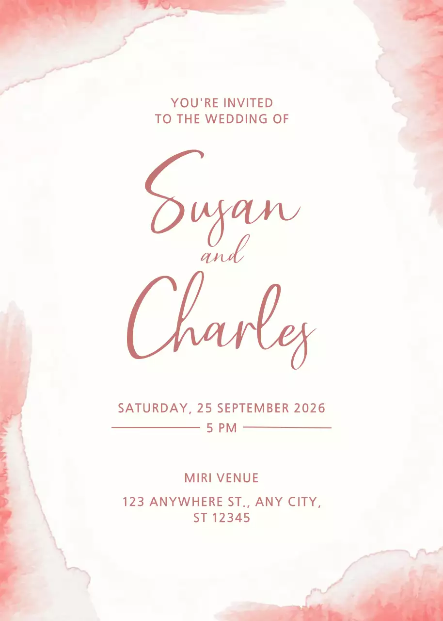 Thiệp cưới sang trọng màu san hô