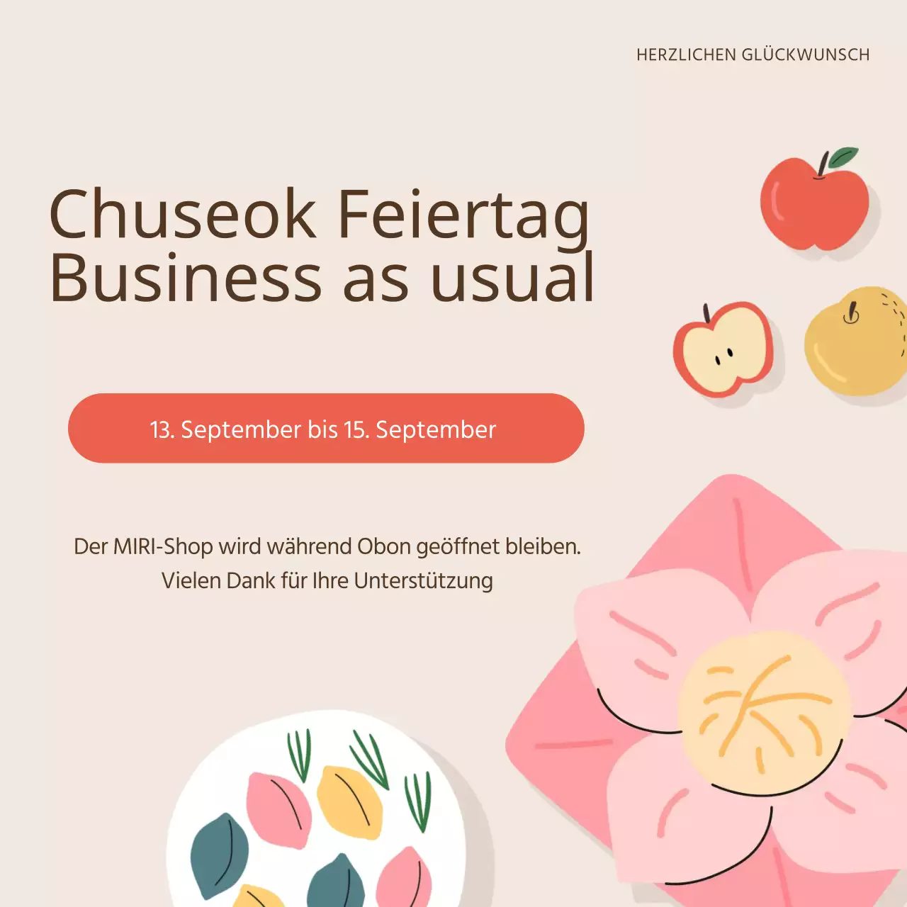 Werben Sie für Ihr Unternehmen in Rot und Elfenbein mit einem farbenfrohen Obon-Display