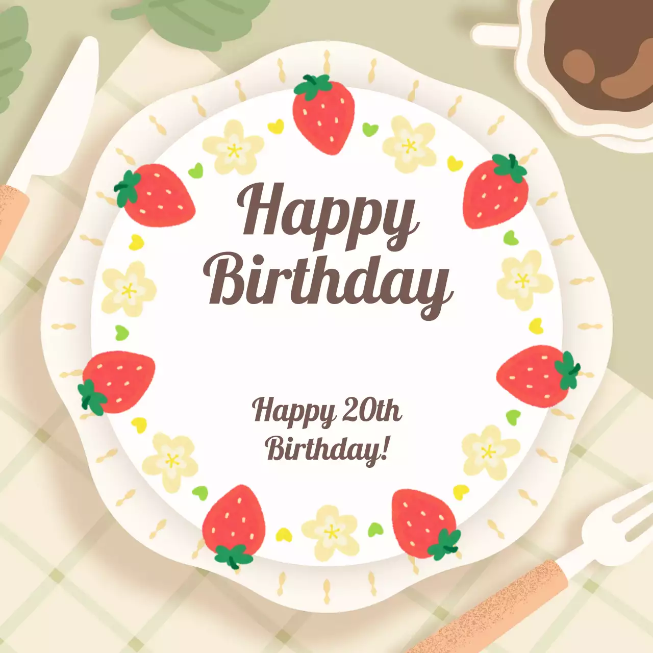 Beige Simple Birthday Invitation Social Media Post