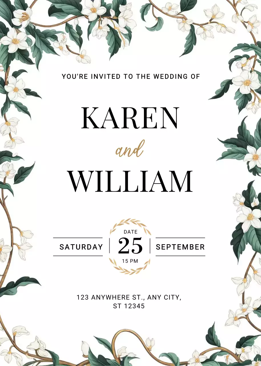 Thiệp cưới màu trắng thanh lịch