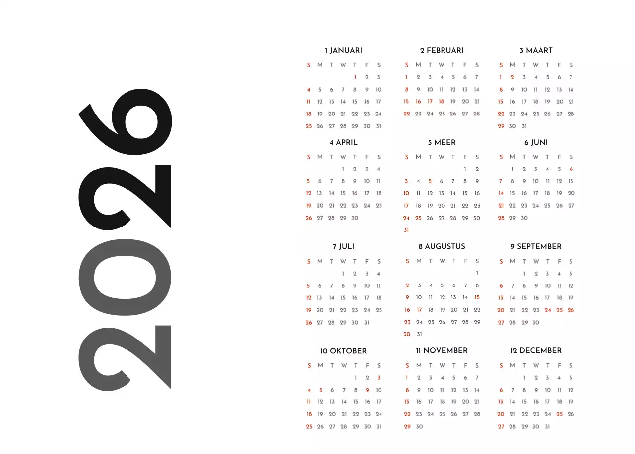 Een eenvoudige bedrijfskalender in grijs