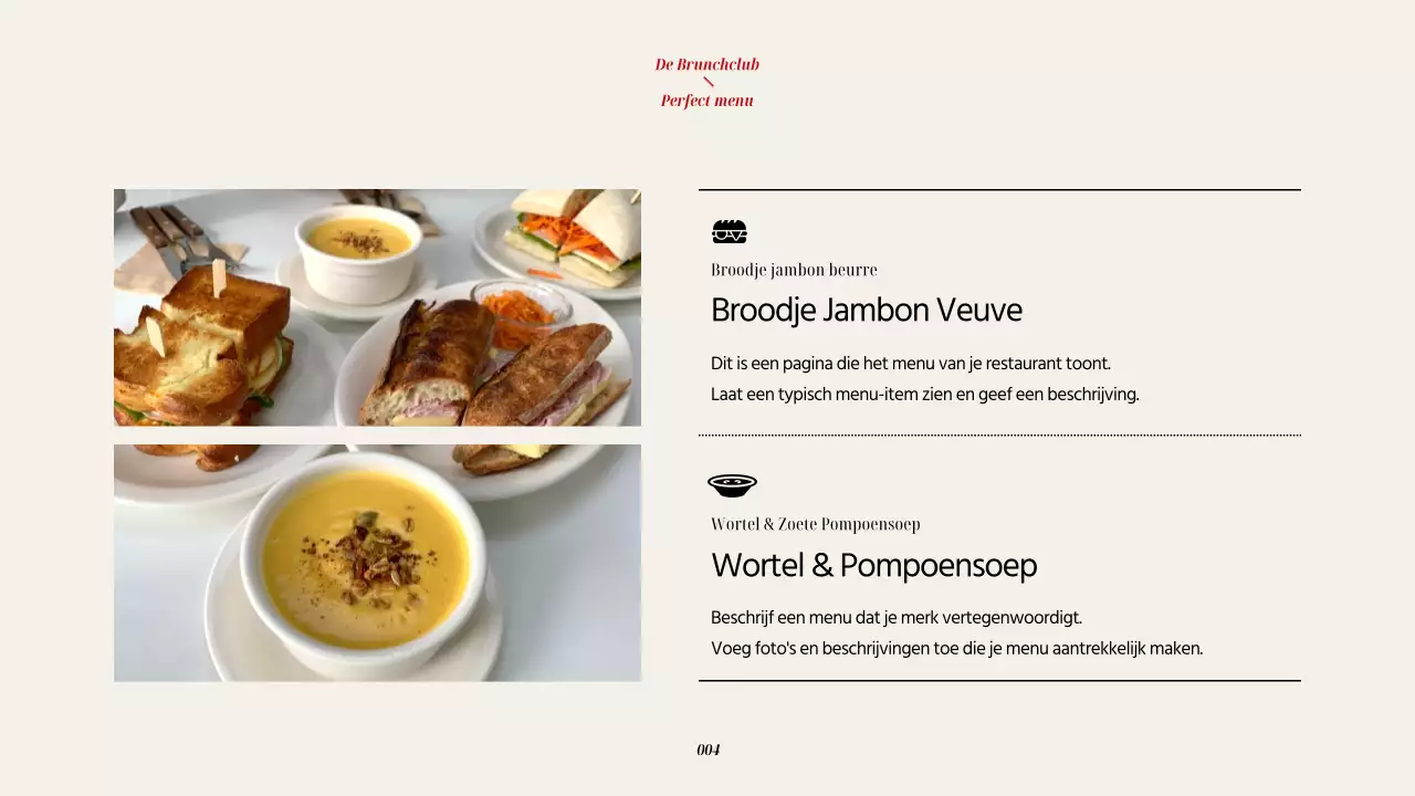 Een gids voor een modern brunchrestaurant in rood