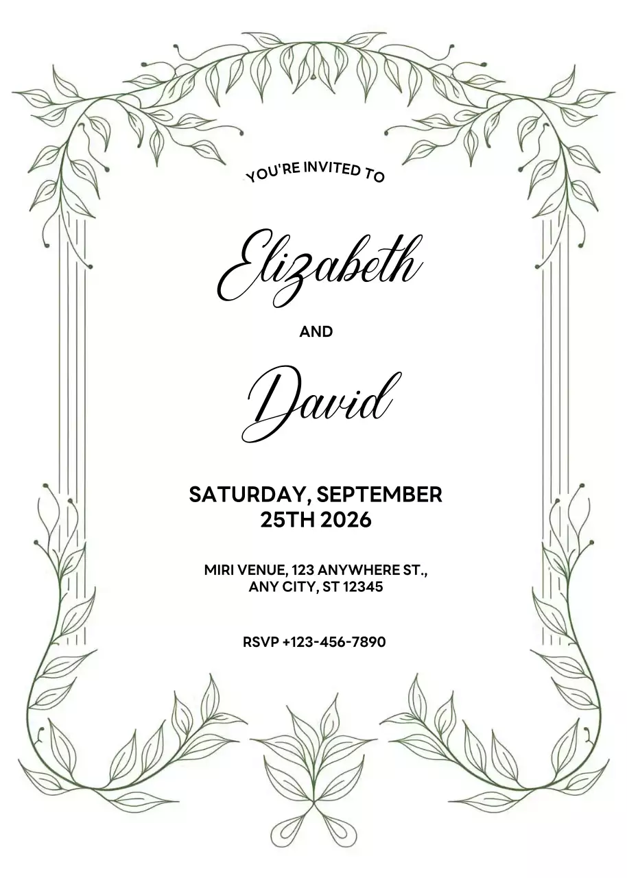 Thiệp cưới xanh thanh lịch