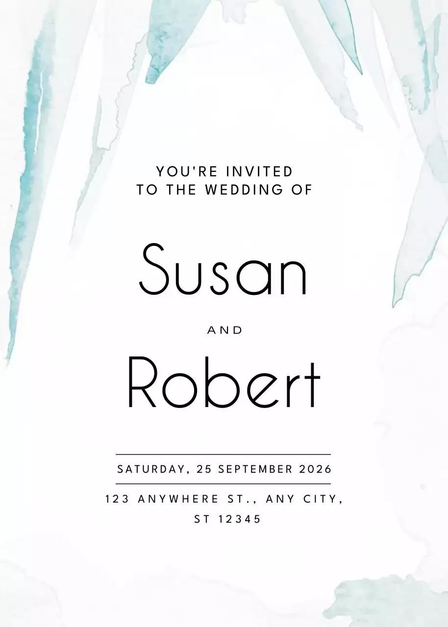 Convite de casamento minimalista azul
