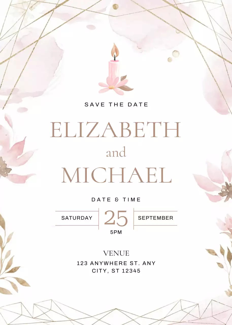 lời mời đám cưới màu hồng thanh lịch