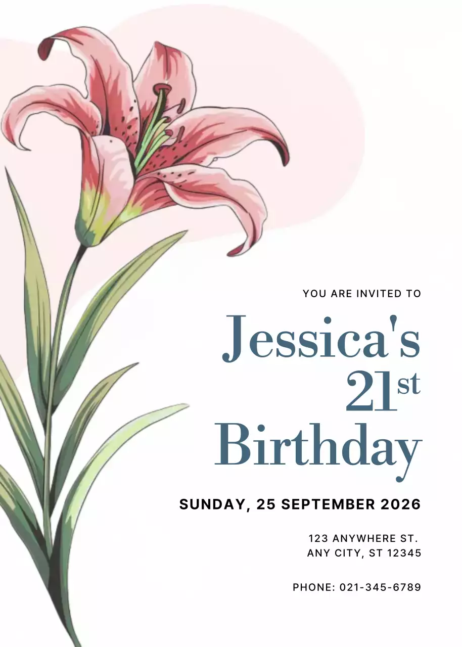 lời mời sinh nhật màu hồng thanh lịch