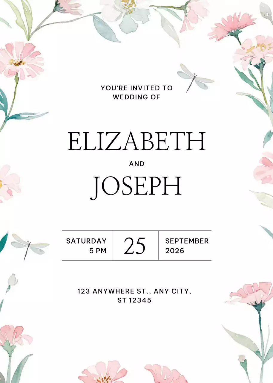 Thiệp cưới màu hồng thanh lịch