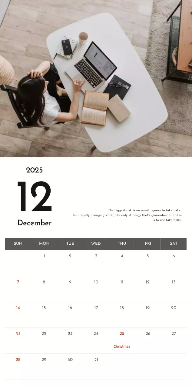 A simple corporate calendar in gray