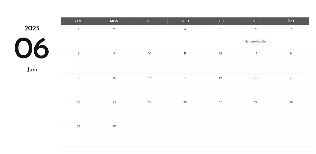 Een eenvoudige bedrijfskalender in grijs