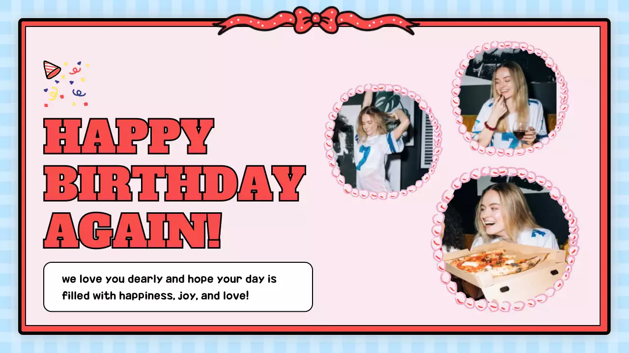 핑크 레트로 생일 카드 프레젠테이션