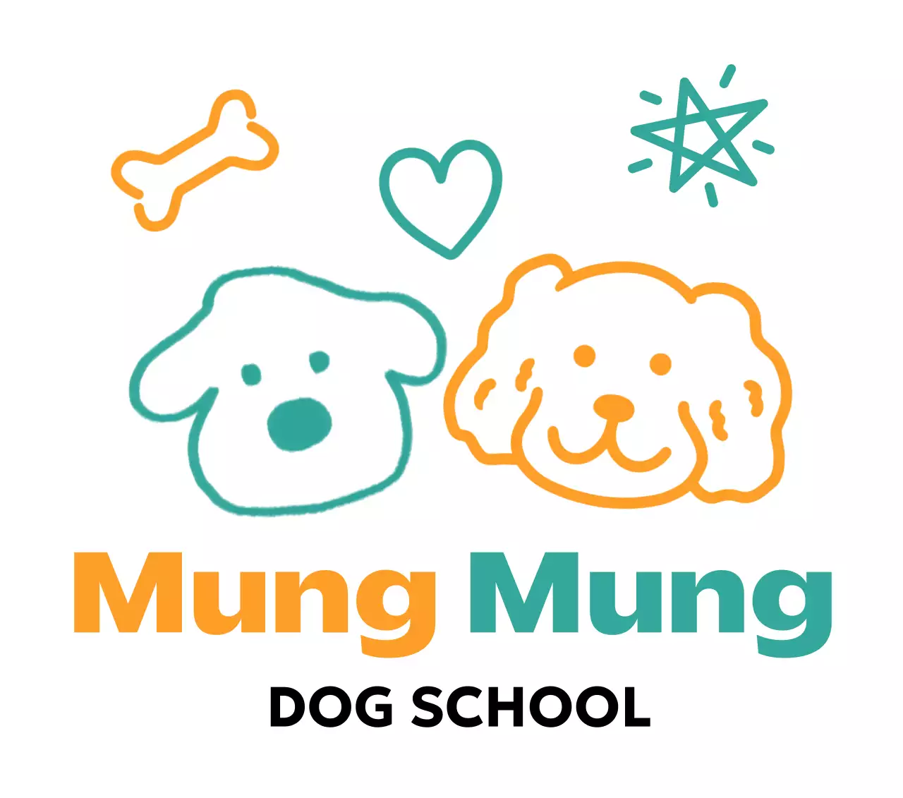 주황 아기자기한 반려동물 학교 로고