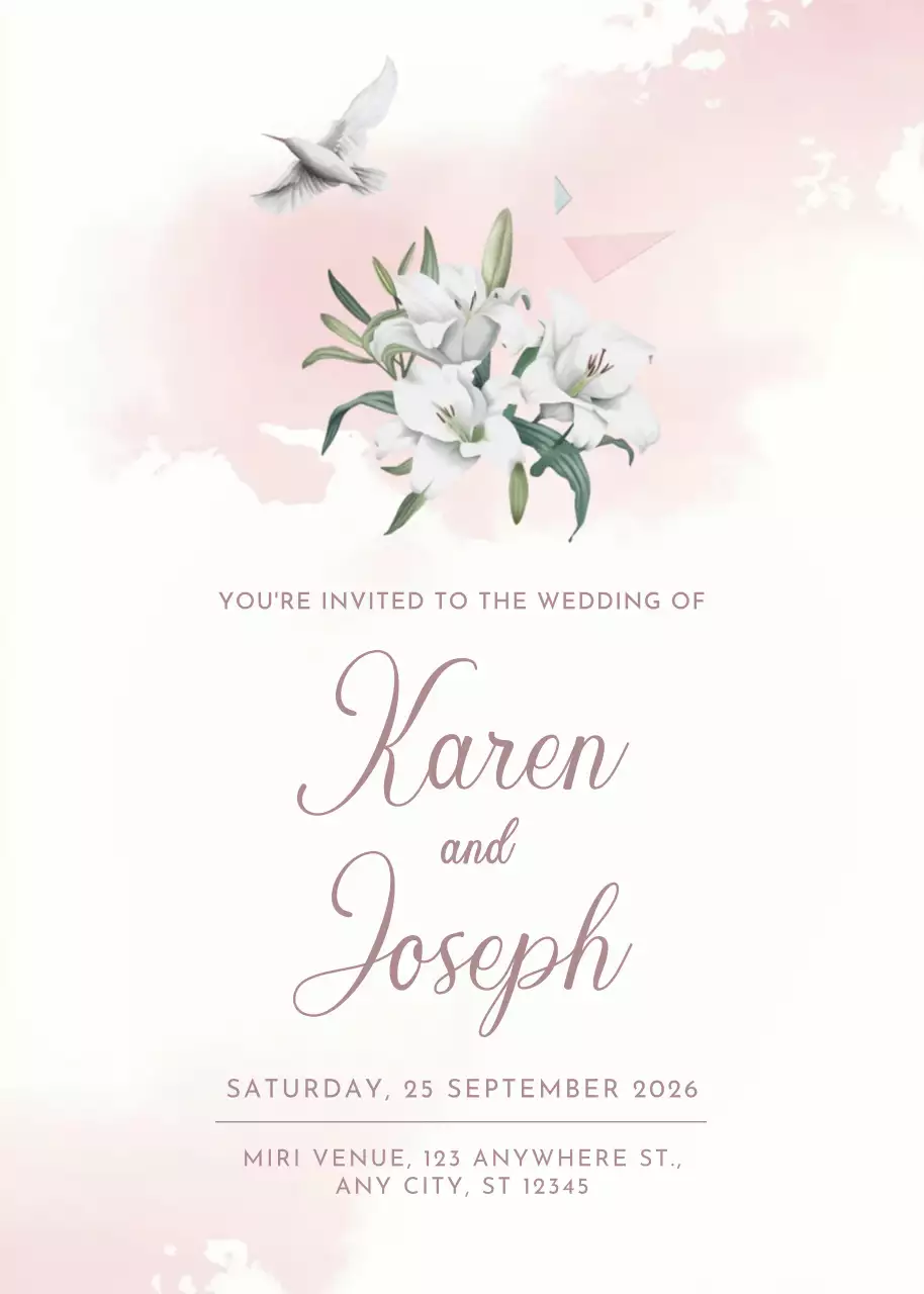 lời mời đám cưới màu hồng thanh lịch