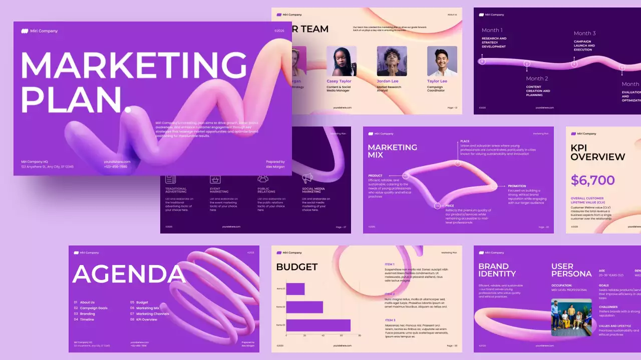Purple Modern Marketing Plan Document Presentation