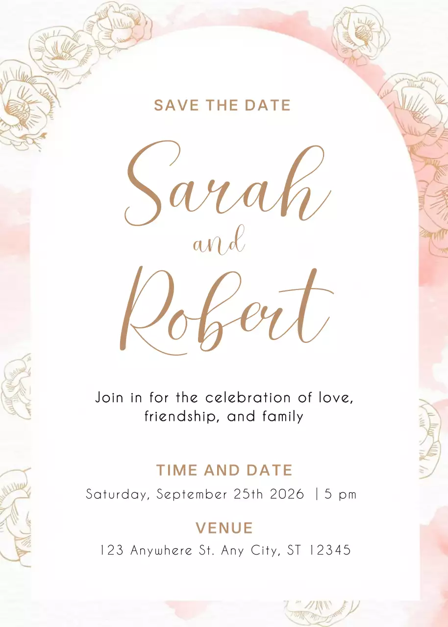 Poster mời cưới màu hồng thanh lịch