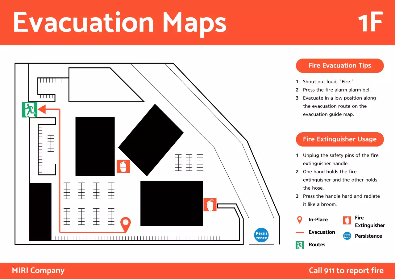 Orange Clean Evacuation Guide Poster