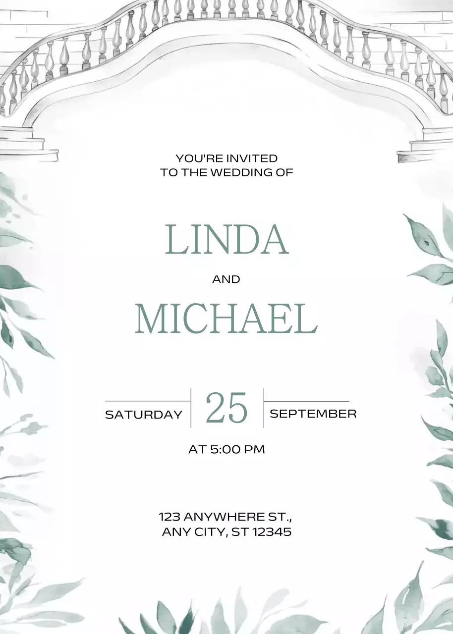 Thiệp cưới xanh thanh lịch