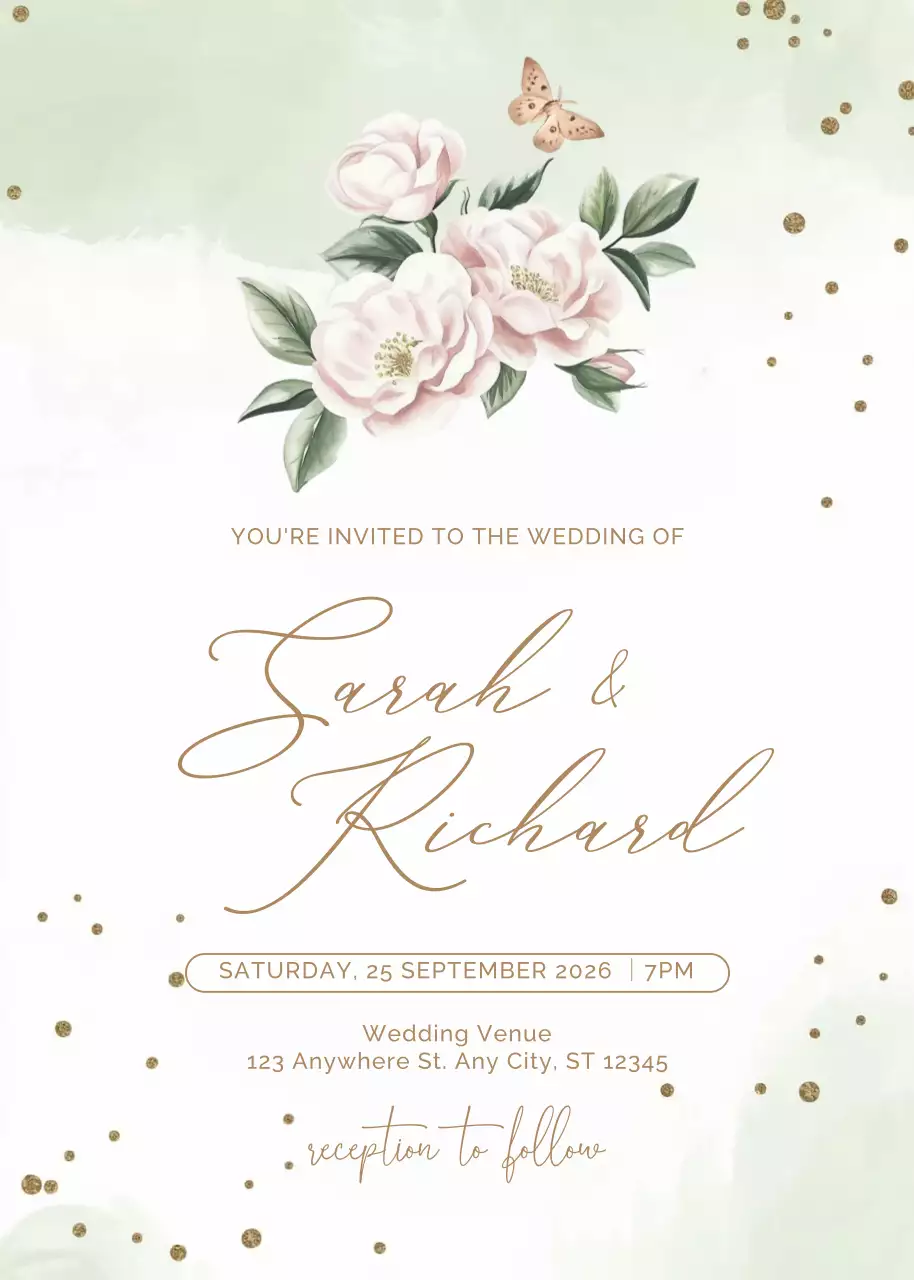 lời mời đám cưới thanh lịch màu xanh lá cây