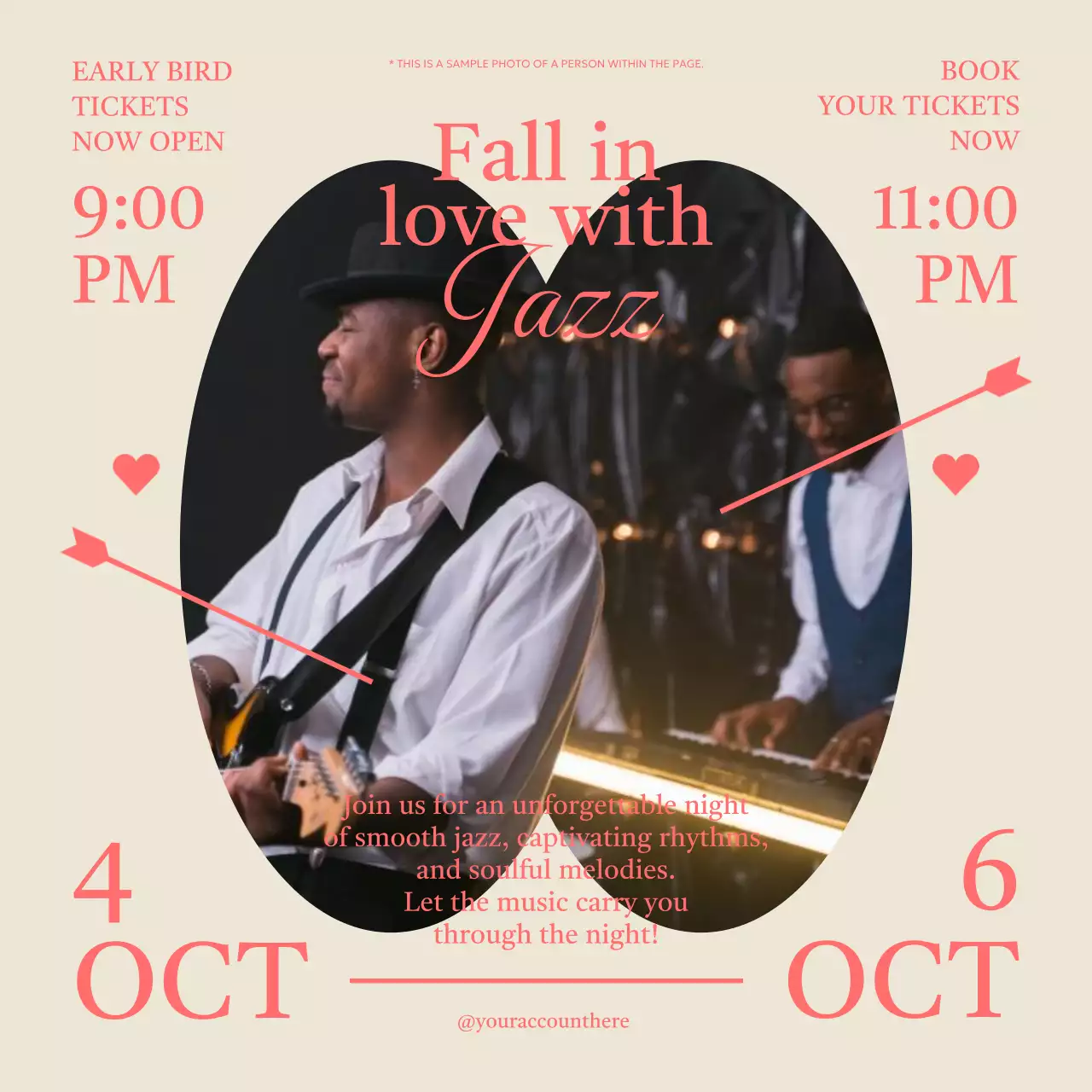 Beige Vintage Jazz Promotion Social Media Post