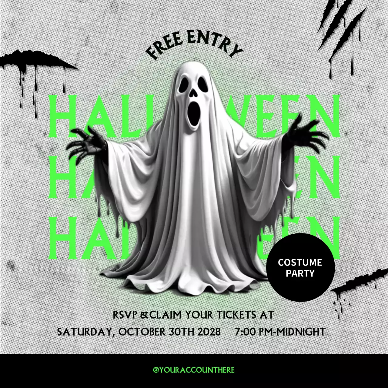 Grey Gothic Halloween Invitation Social Media Post