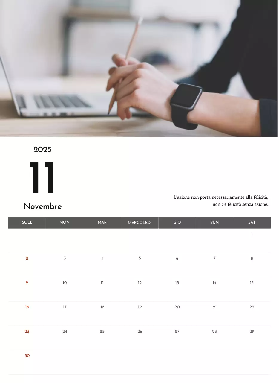 Un semplice calendario aziendale in grigio