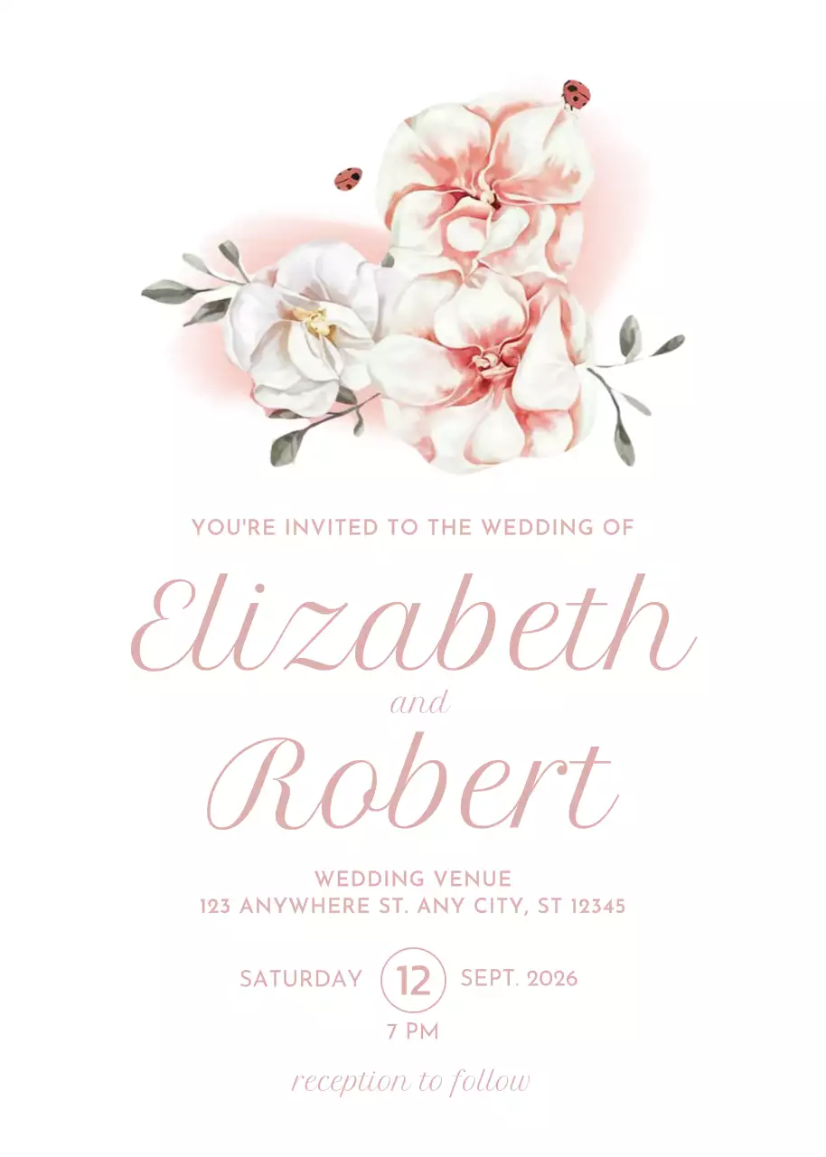 undangan pernikahan merah muda yang elegan