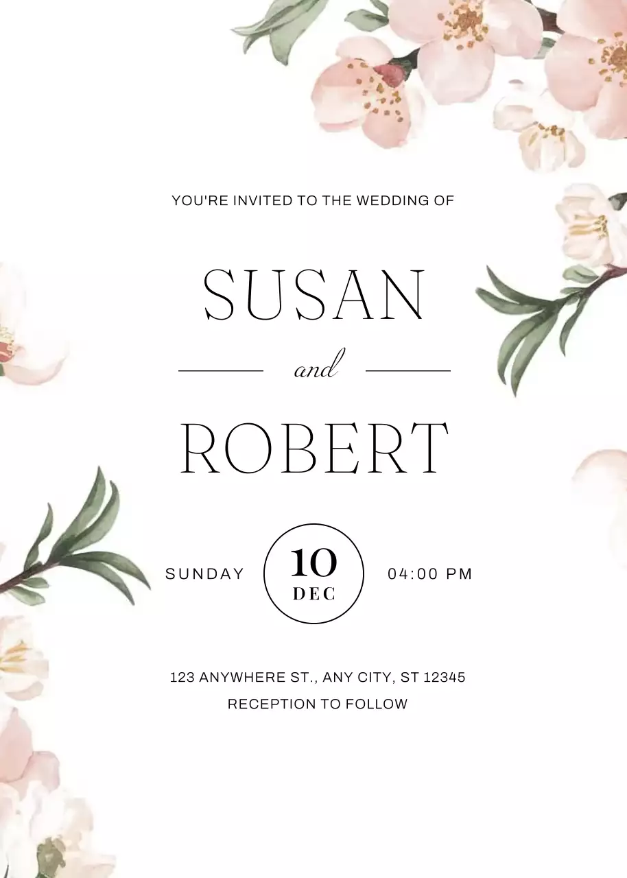 Thiệp cưới màu trắng thanh lịch