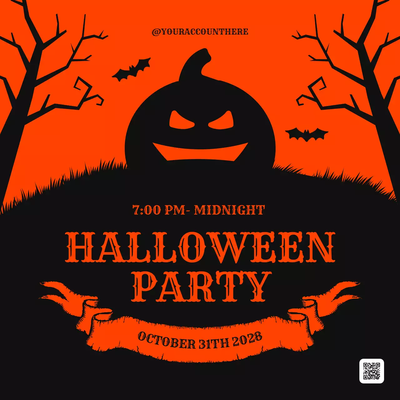 Orange Retro Halloween Event Social Media Post