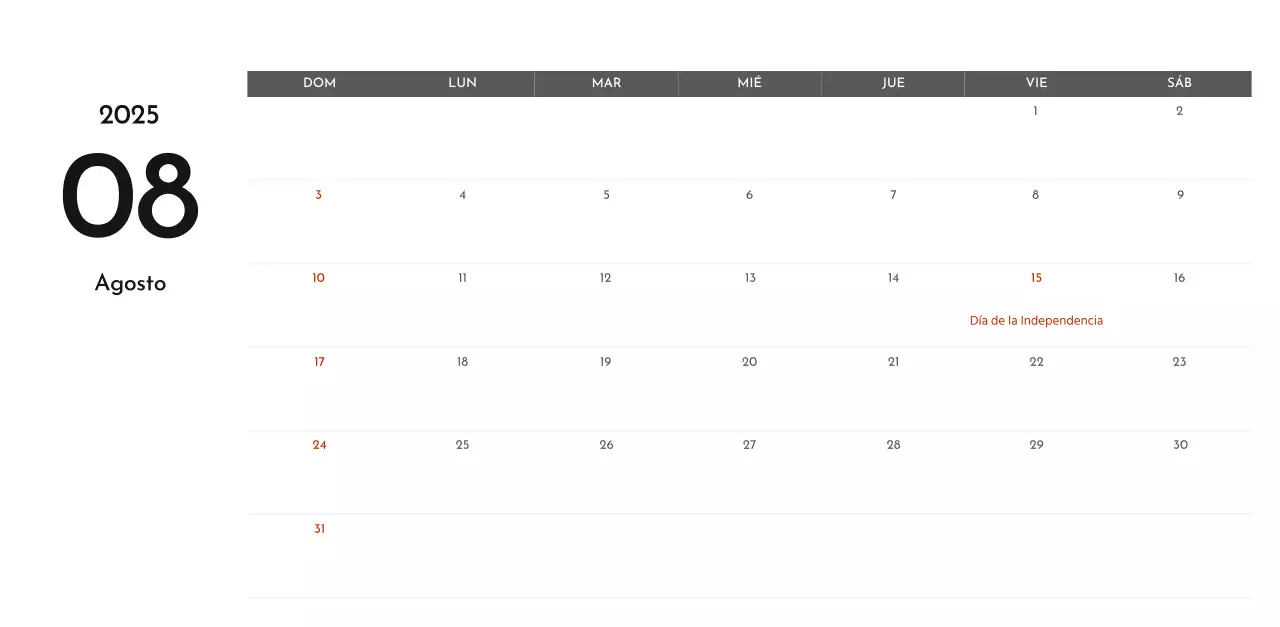 Un sencillo calendario corporativo en gris