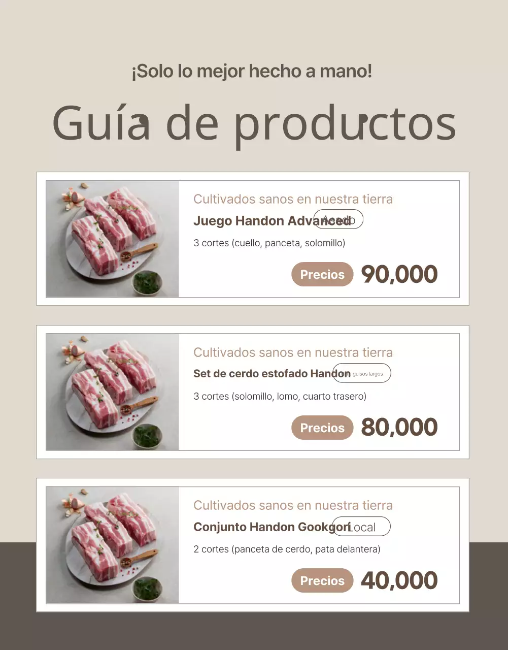 Beige y sencillo para promocionar los productos ganaderos