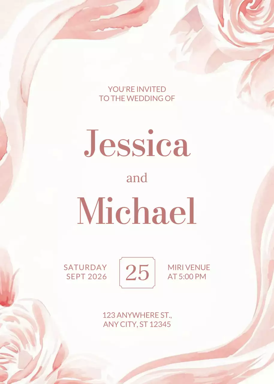 Thiệp cưới màu hồng thanh lịch