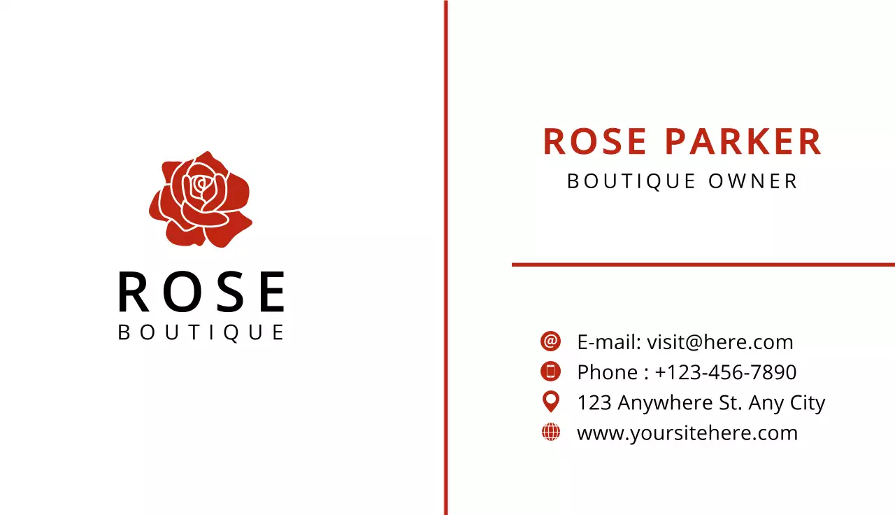 Red Elegant Boutique Business Card