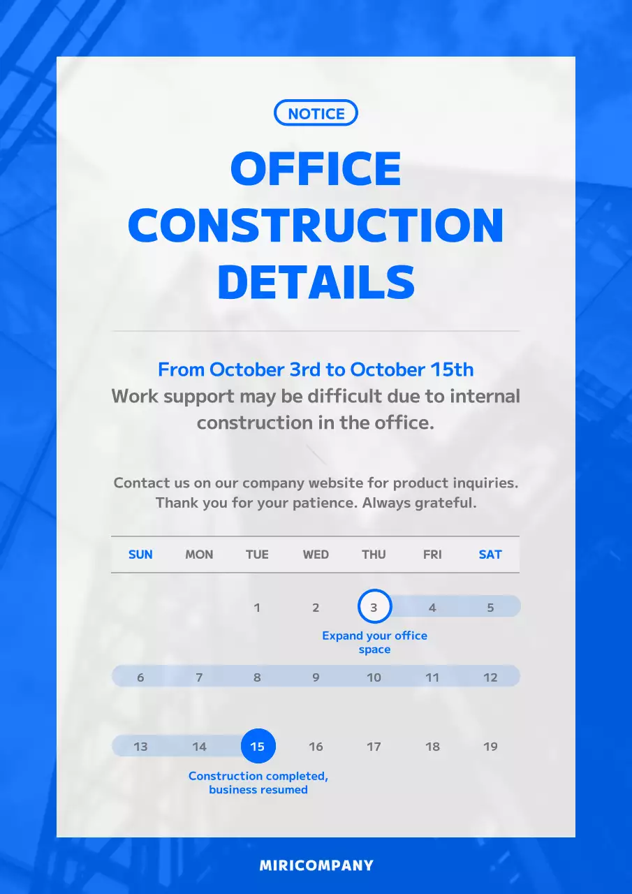 Blue Modern Office Announcement Poster