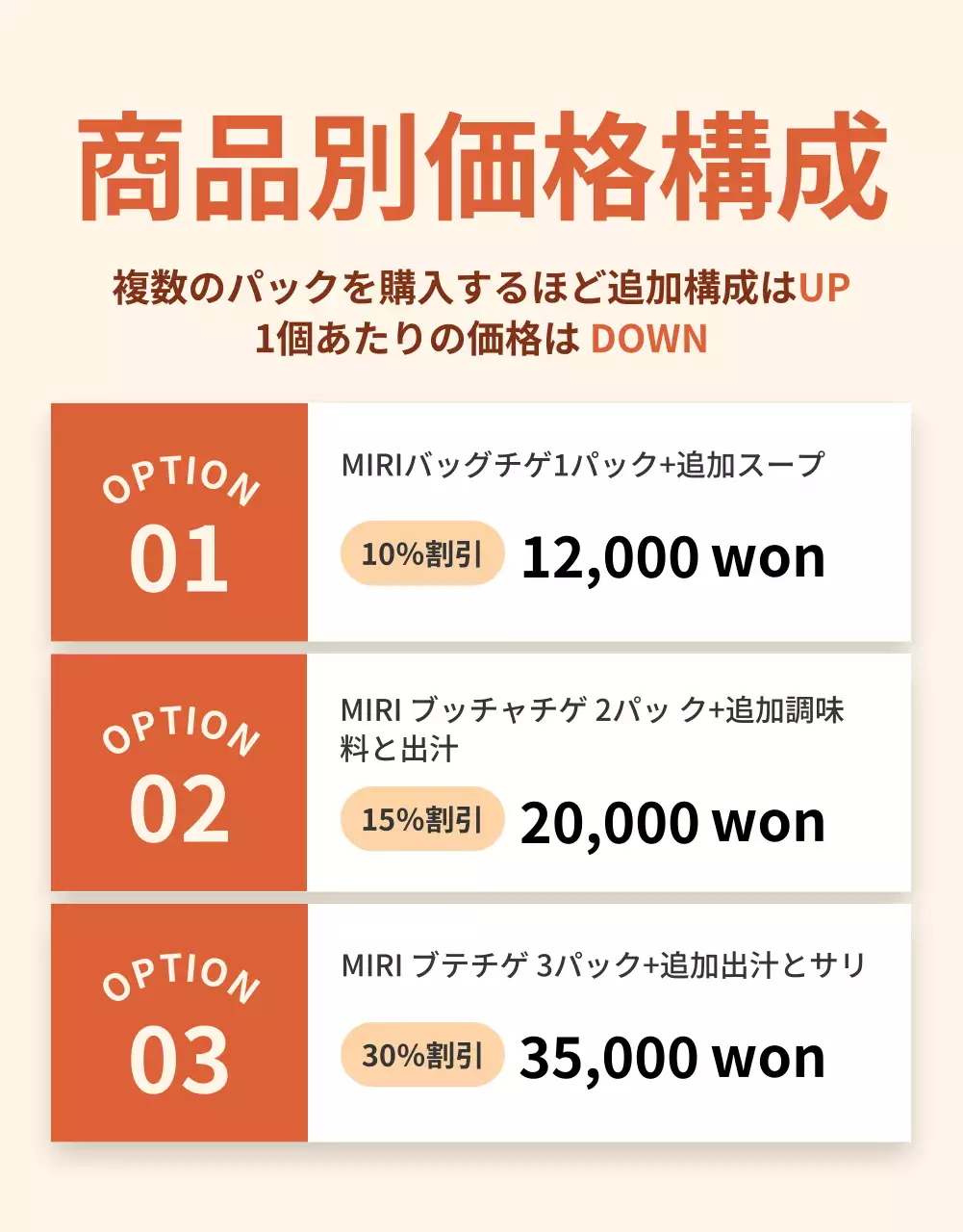 オレンジ シンプル グルメ メニュー 詳細ページ