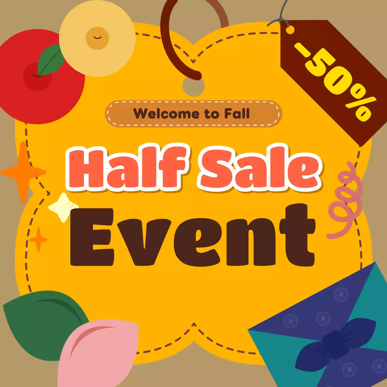 Orange Retro Fall Thumbnail Instagram Carousel