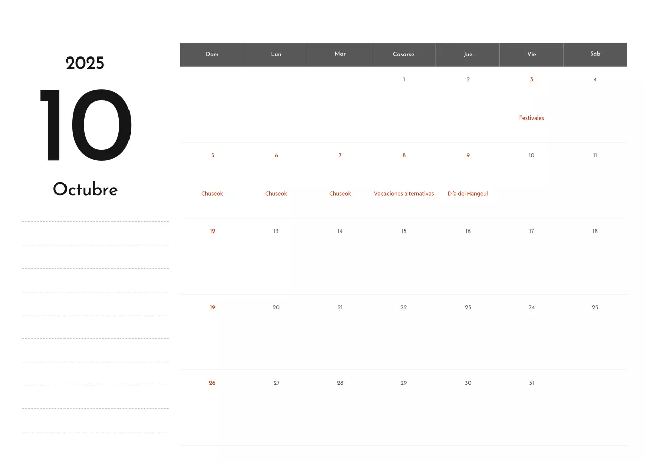 Un sencillo calendario corporativo en gris