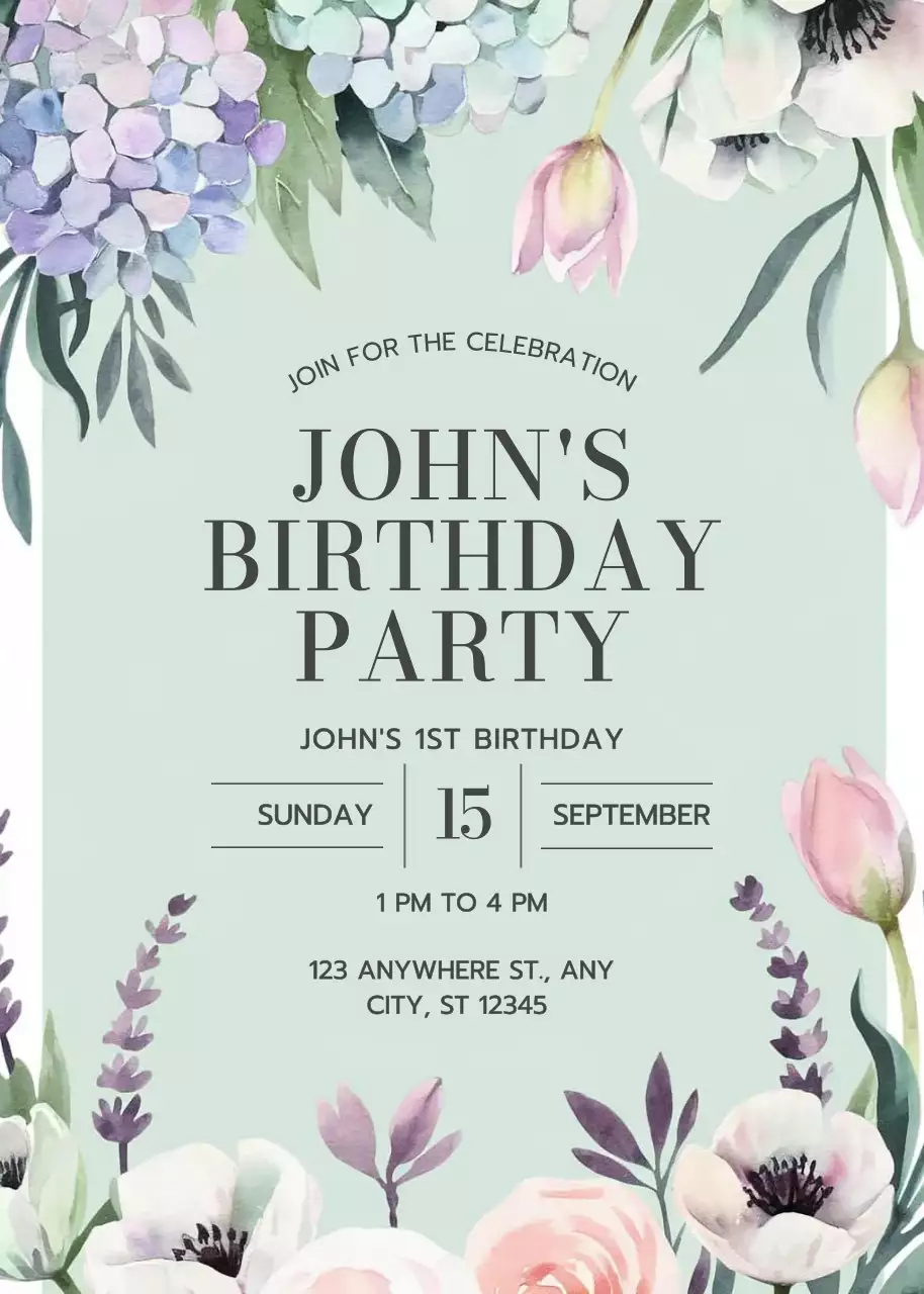 Undangan Ulang Tahun Bunga Mint