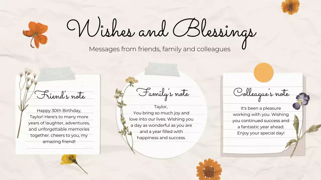 베이지 빈티지 생일 카드 프레젠테이션