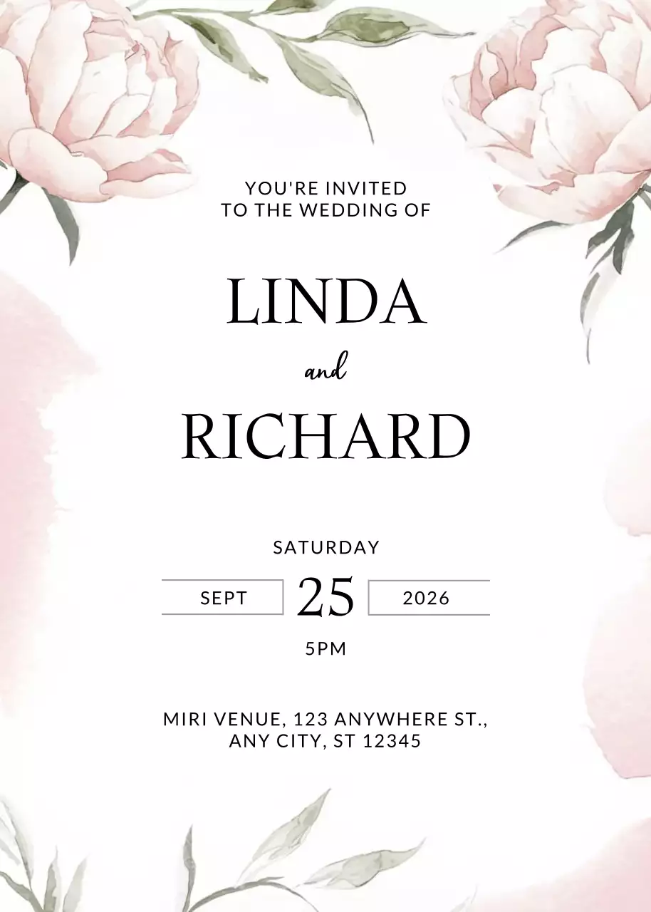 Undangan Pernikahan Elegan Berwarna Merah Muda