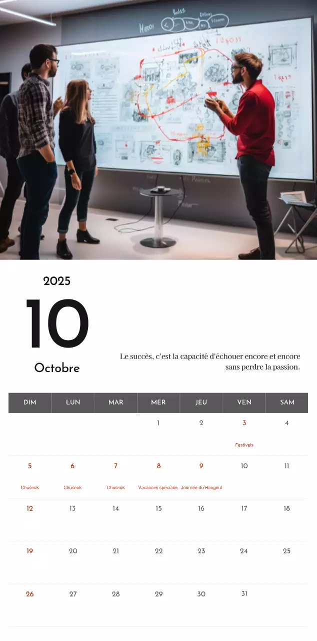 Un calendrier d'entreprise simple en gris