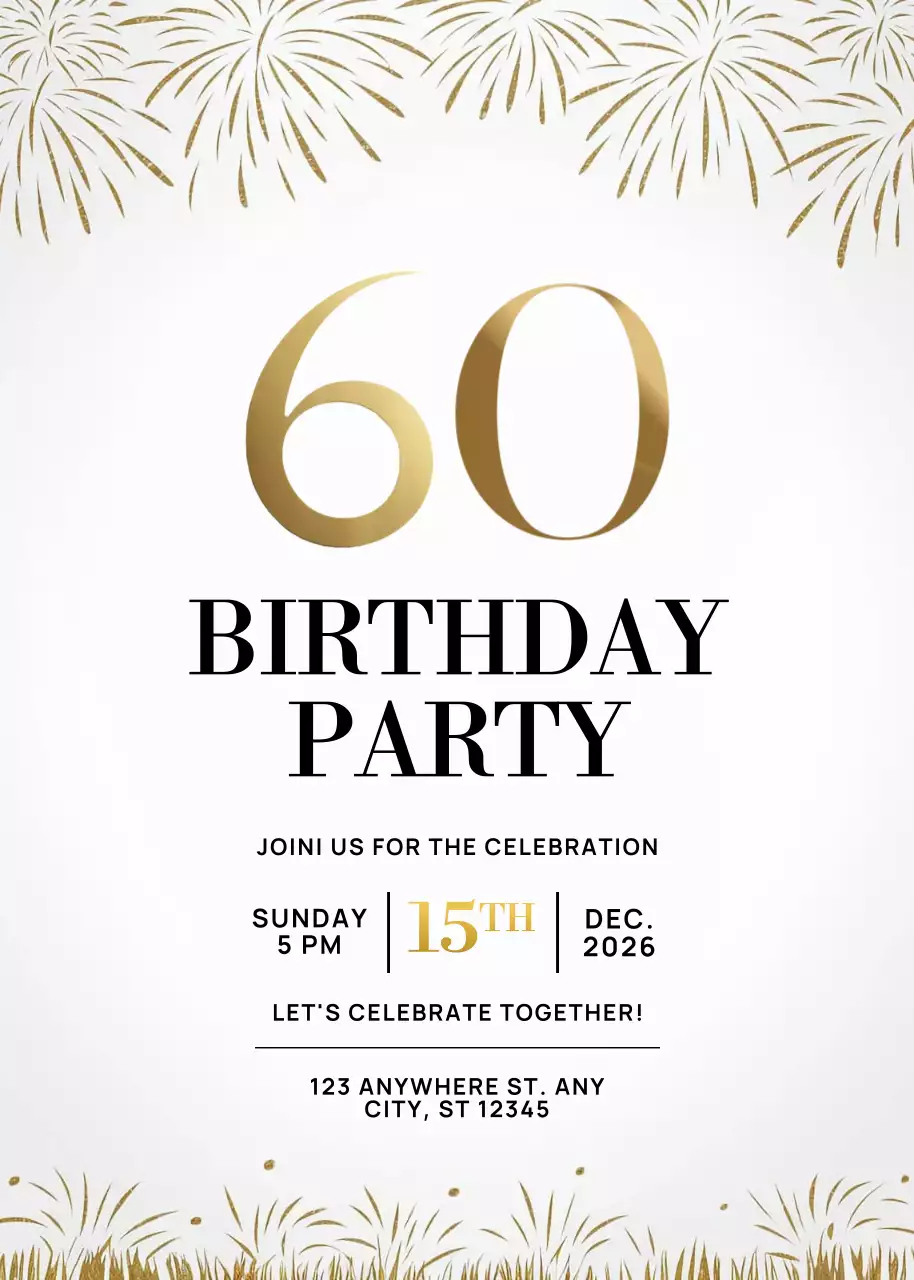 undangan ulang tahun emas yang elegan