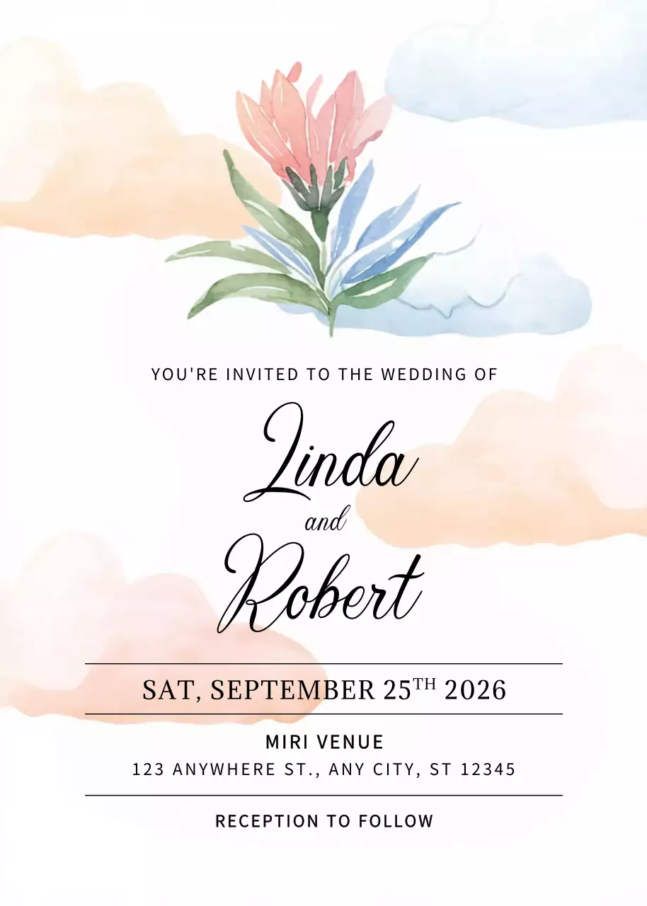 Undangan Pernikahan Elegan Berwarna Pastel