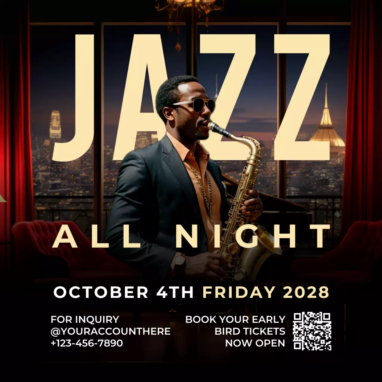 Red Elegant Jazz Promotion Social Media Post