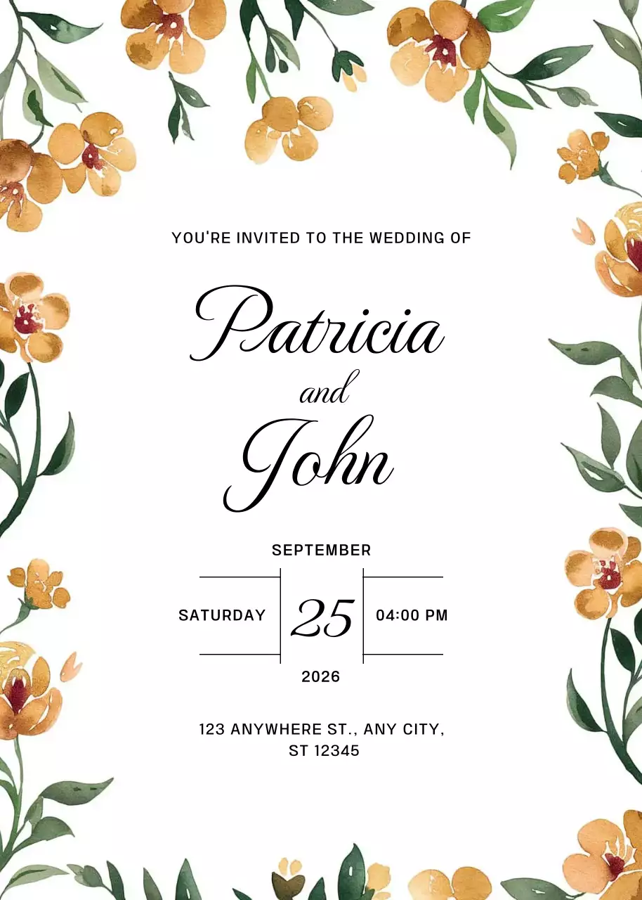 Undangan Pernikahan Bunga Kuning