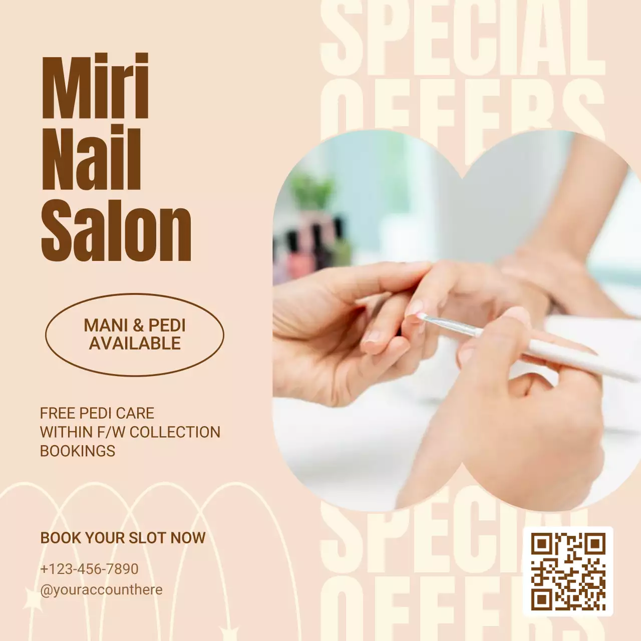 Beige Modern Nail Promotion Social Media Post