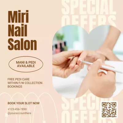 Beige Modern Nail Promotion Social Media Post